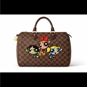 Louis Vuitton Brown Damier Speedy with Powerpuff Girls Graphic